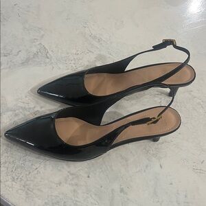Franco Sarto Glossy Black Slingback Heels